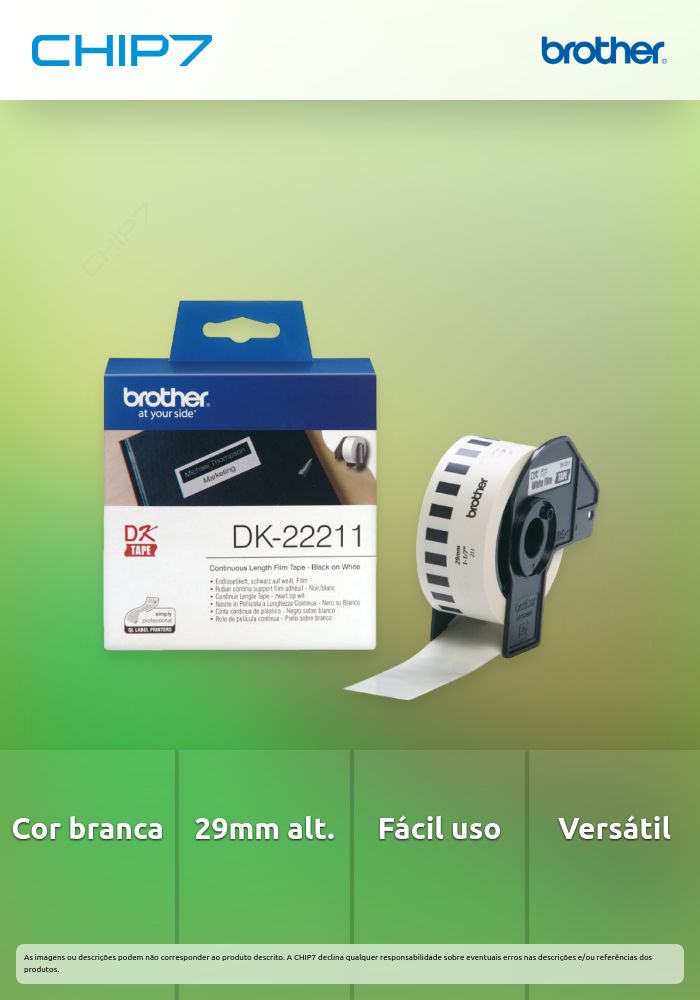 Rolo de película contínua (branca) Altura / Largura: 29 mm
