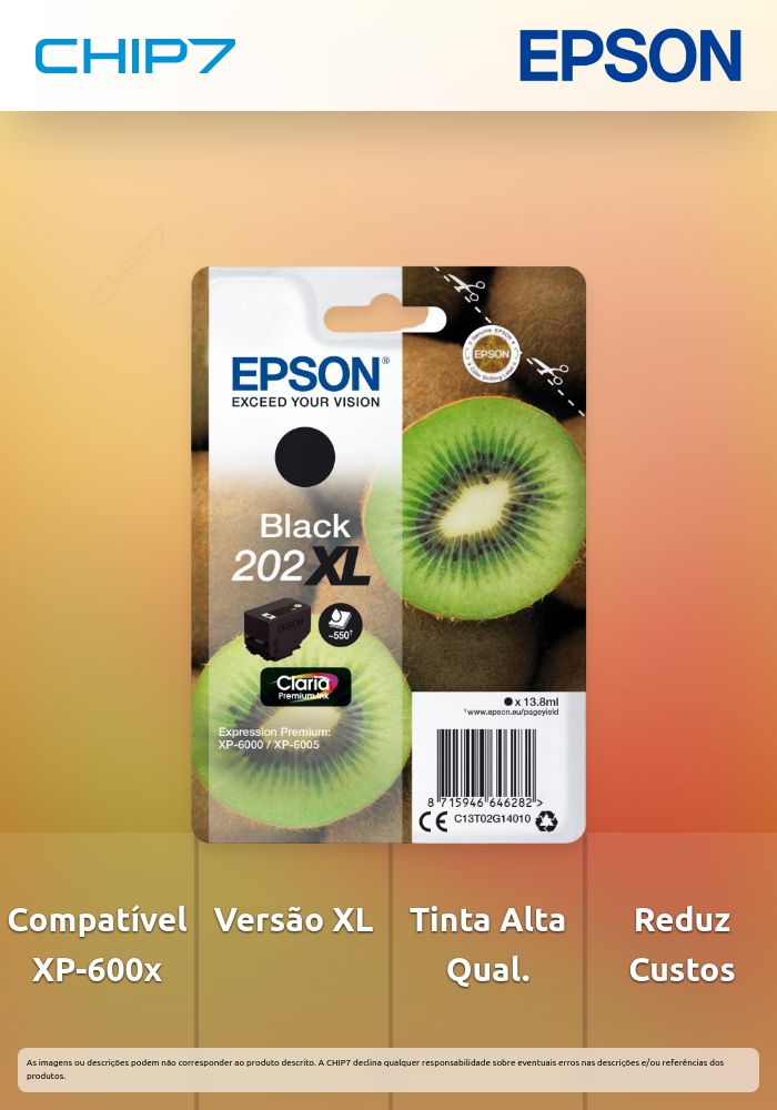 Tinteiro EPSON 202 Preto XL - Expression Premium XP-600x/610x