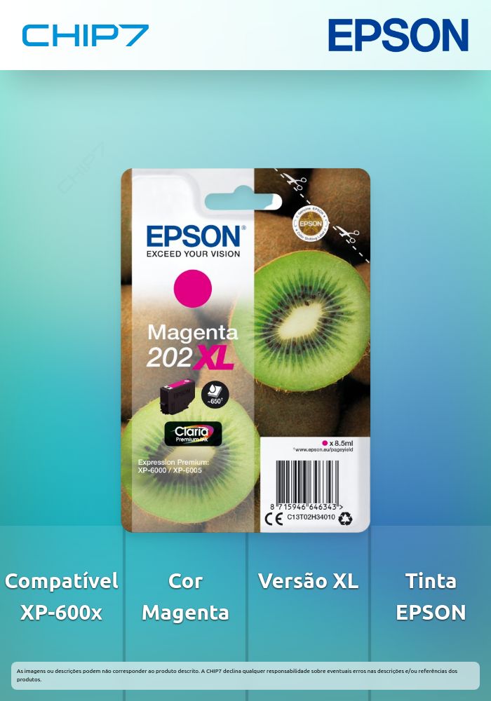 Tinteiro EPSON 202 Magenta XL - Expression Premium XP-600x/610x