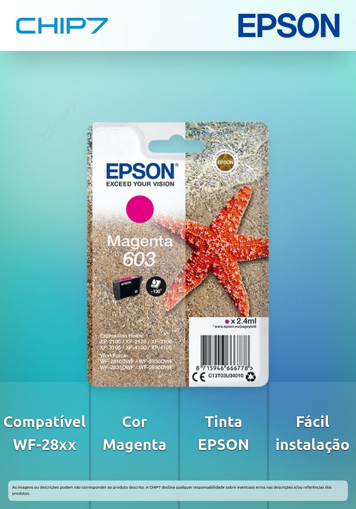 Tinteiro EPSON 603 Magenta - WorkForce WF-28xx & Expression Home XP-210x/310x/410x
