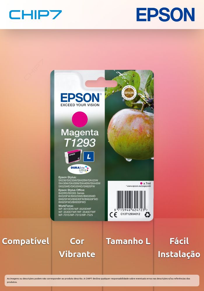 Tinteiro EPSON T1293 Magenta L - Stylus B42,BX3xx/5xx/6xx/9xx,SX4xx/5xx/620