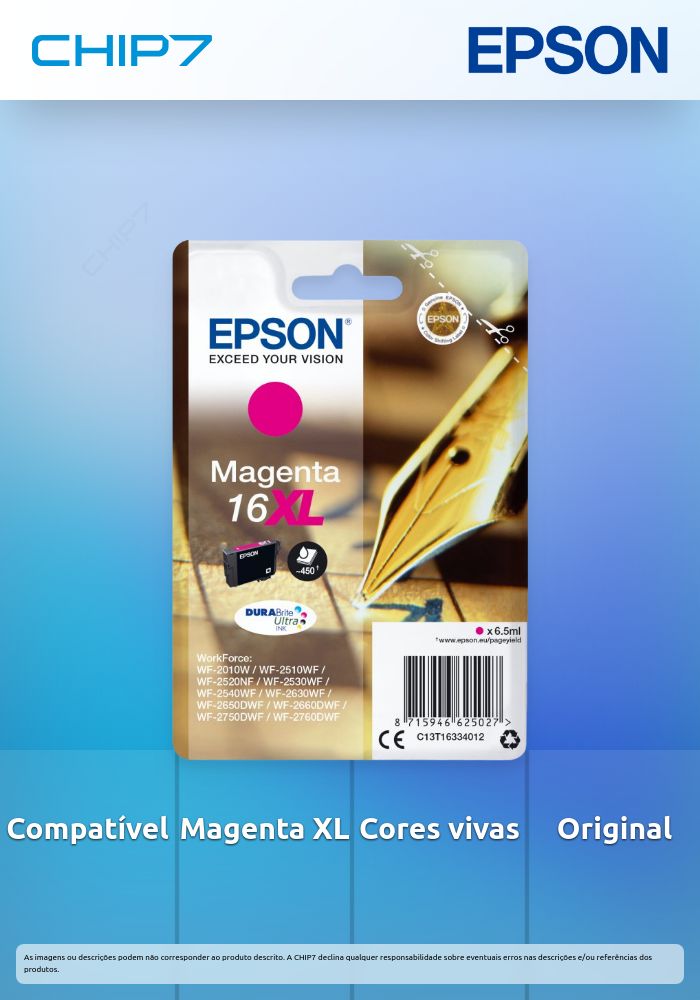 Tinteiro EPSON 16 Magenta XL - WF-2010/251xx/26xx/27xx