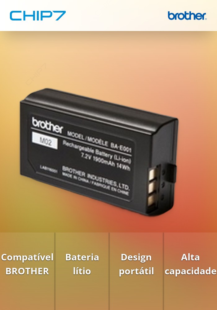 Bateria BROTHER iões de lítio - PTH500ZX1/PTE550WVPZX1/PTP750WZX1