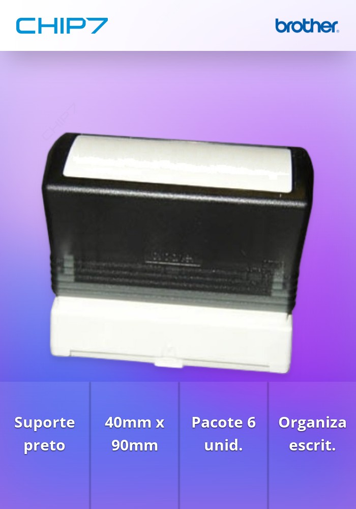 Suporte de carimbos Preto - Tamanho de 40mm x 90mm - 6 unidades