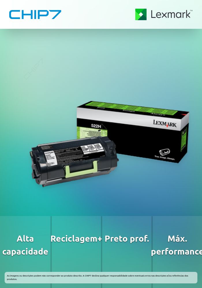 Toner LEXMARK 52D2H0E Preto de retorno CORP. 25K a 5% -  MS810,MS811,MS812