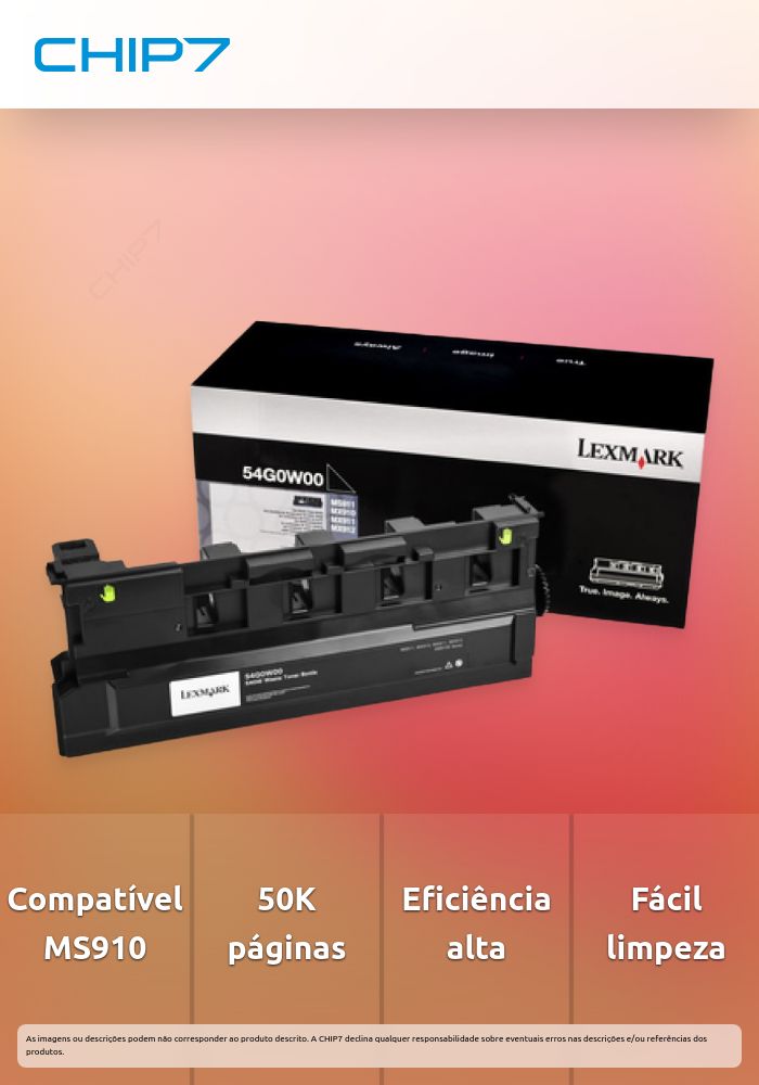 Recipiente Toner Residual LEXMARK 54G0W00 50K a 5% - MS910,MX91x