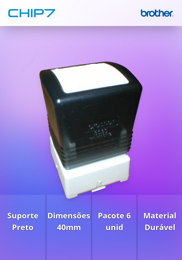 Suporte de carimbos Preto - Tamanho de 40mm x 40mm - 6 unidades