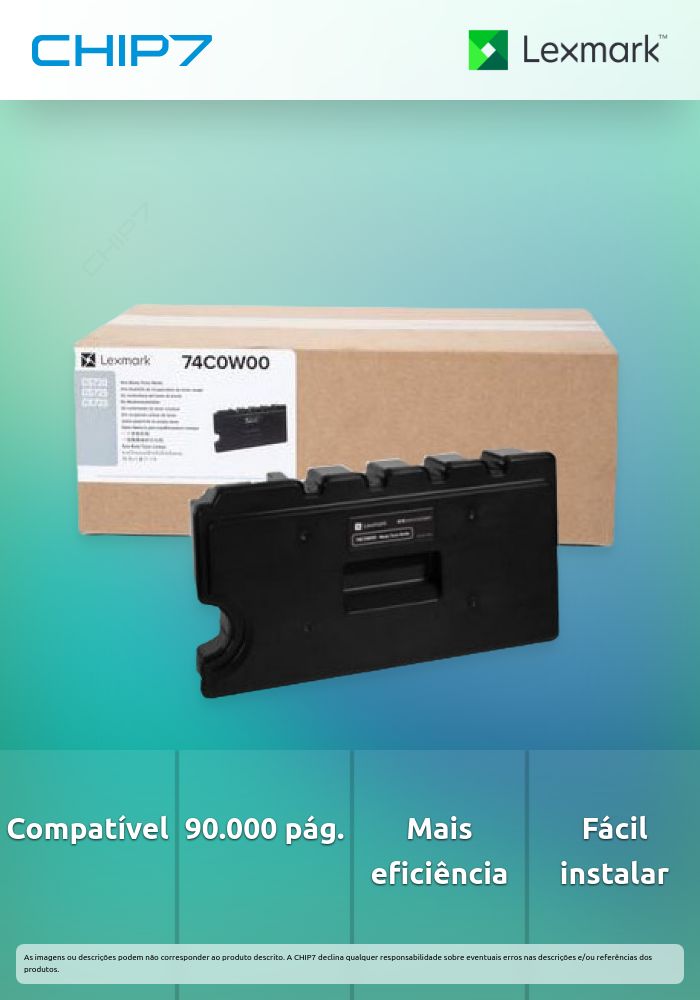 Recipiente Toner Residual LEXMARK 74C0W00 90K a 5% - CS720/725/727/728, CX725/727