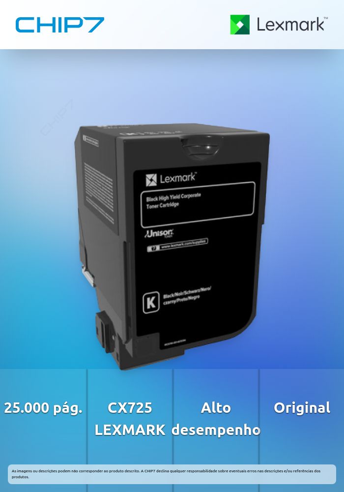 Toner LEXMARK 84C2HKE Preto CORP. 25K a 5% - CX725