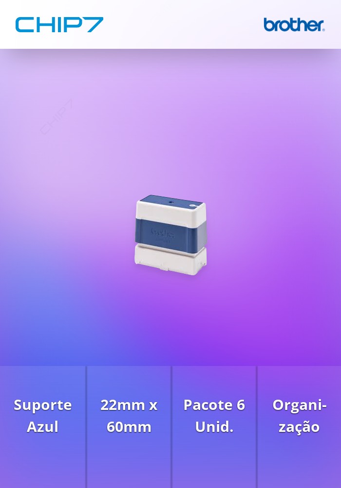 Suporte de carimbos Azul - Tamanho de 22mm x 60mm - 6 unidades