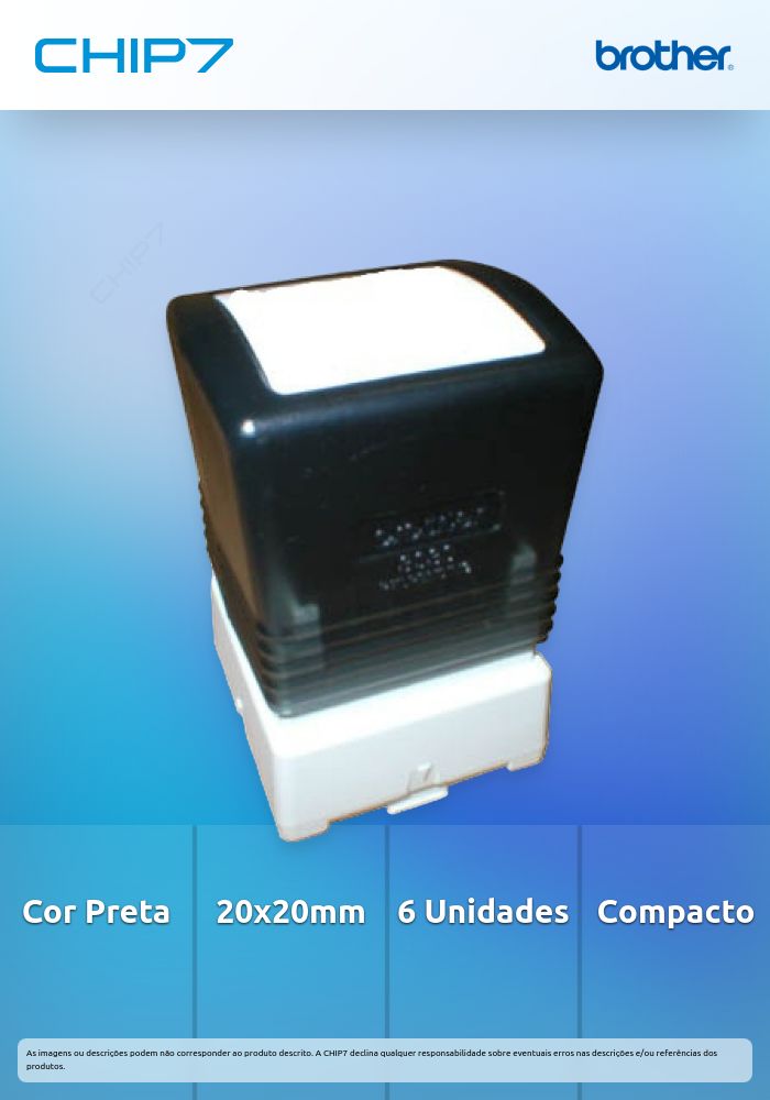 Suporte de carimbos Preto - Tamanho de 20mm x 20mm - 6 unidades