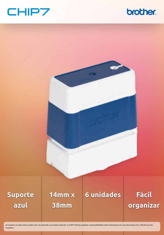 Suporte de carimbos Azul - Tamanho de 14mm x 38mm - 6 unidades