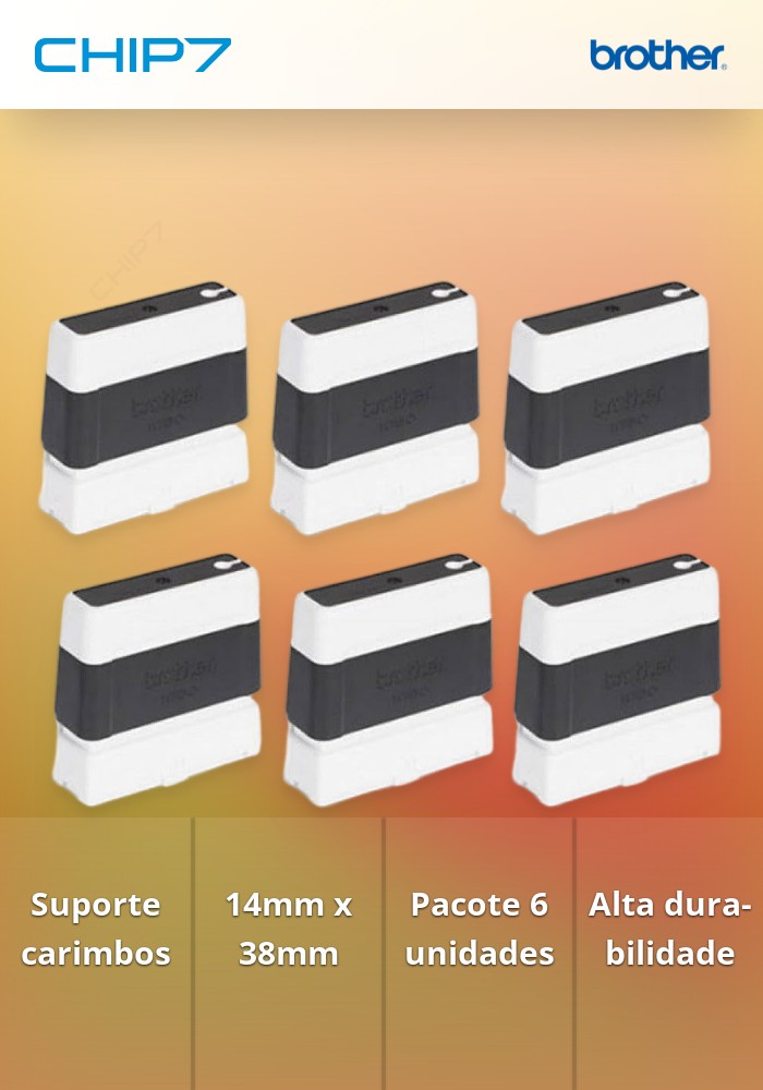 Suporte de carimbos Preto - Tamanho de 14mm x 38mm - 6 unidades
