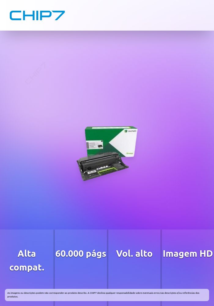 Unidade de Imagem LEXMARK 56F0Z0E CORP. 60K a 5% - MS/MX 321/331 /421/X521/62X, B/MB2338/2546/2650