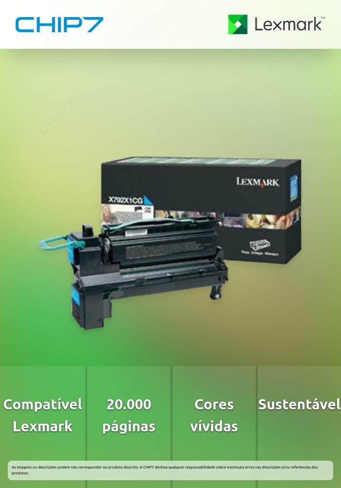 Toner LEXMARK X792X1CG Ciano de retorno 20K a 5% - X792