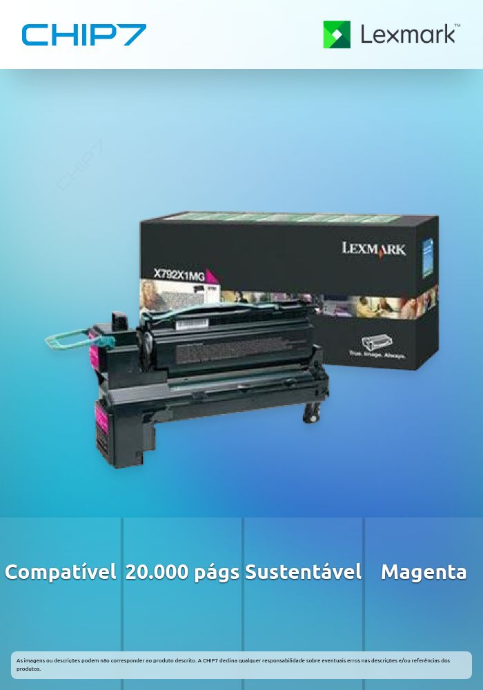 Toner LEXMARK X792X1MG Magenta de retorno 20K a 5% - X792