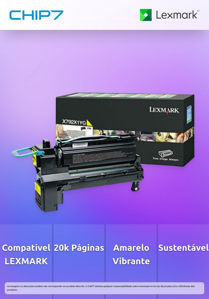 Toner LEXMARK X792X1YG Amarelo de retorno 20K a 5% - X792