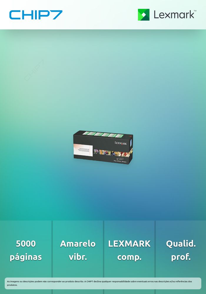 Toner LEXMARK 78C2XYE Amarelo CORP. 5K a 5% - CS431/521/622, CX421/522/622/625