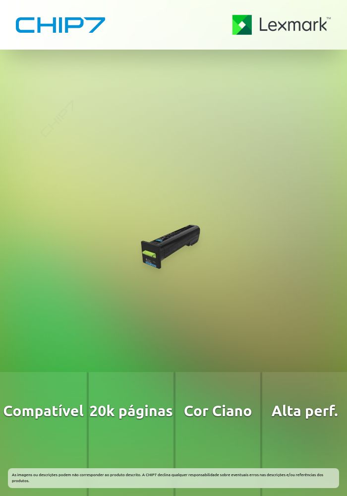 Toner LEXMARK 24B6508 Ciano BSD 20K a 5% - XC6152,XC8155