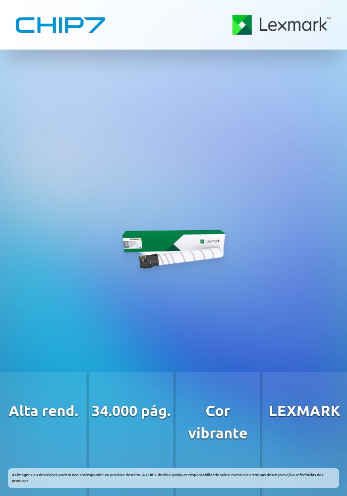 Toner LEXMARK 76C0HY0 Amarelo 34K a 5% - CS923, CX921/923/924