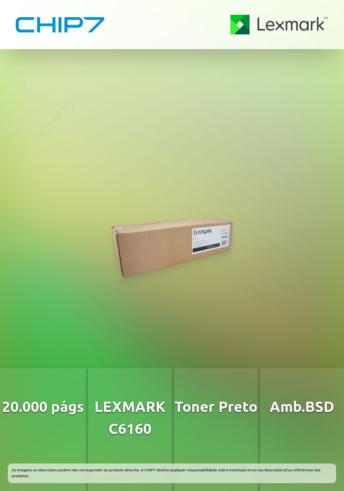Toner LEXMARK 24B5998 Preto BSD 20K a 5% - C6160