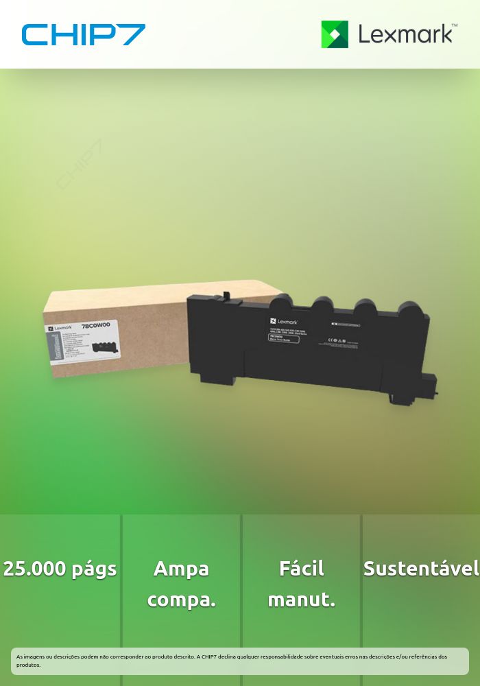 Recipiente Toner Residual LEXMARK 78C0W00 25k a 5%-CX431/622/625,CS421/431/521,C/MC2425/2535,MC2640