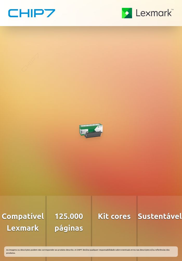 Kit Processamento Imagens LEXMARK 78C0ZV0 Cor de Retorno 125K a 5% - CX431/622/625,CS421/431/521/xxx