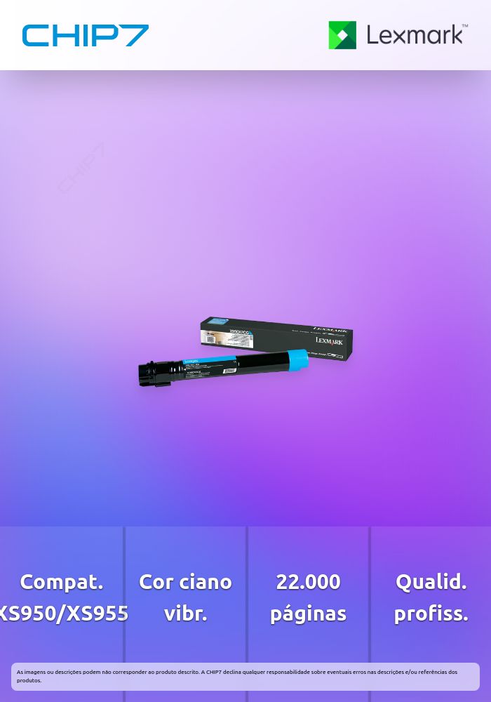 Toner LEXMARK 22Z0009 Ciano BSD 22K a 5% - XS950, XS955