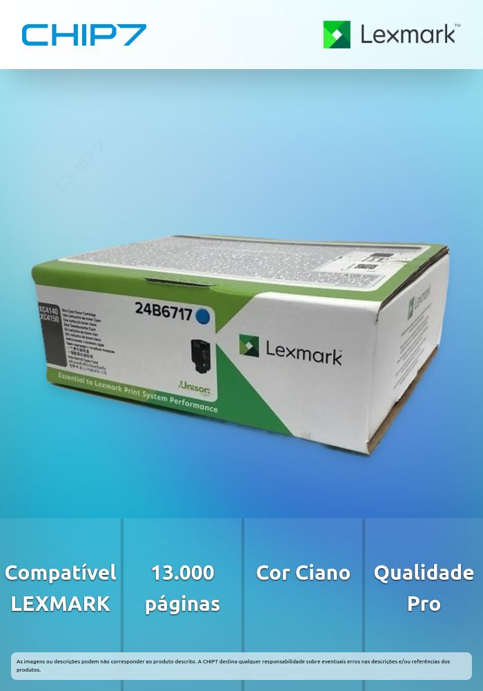 Toner LEXMARK 24B6717 Ciano BSD 13K a 5% - XC4140,XC4150