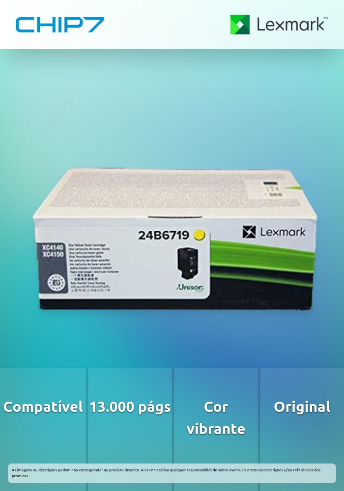 Toner LEXMARK 24B6719 Amarelo BSD 13K a 5% - XC4140,XC4150