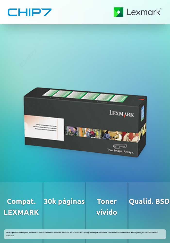 Toner LEXMARK 24B6848 Amarelo BSD 30K a 5% - XC9235,XC9245,XC9255,XC9265