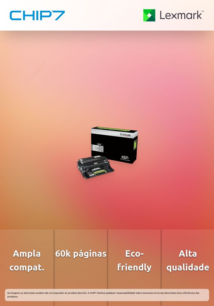 Unidade de Imagem LEXMARK 50F0Z00 de retorno 60K a 5% -MS310/12,MS410/15/510/610,MX310/410/51x/611