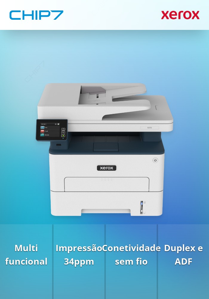 Xerox B235 A4 34ppm Wireless  Copy/Print/Scan/Fax PS3 PCL5e/6 ADF 2 Trays Total 251 Sheets