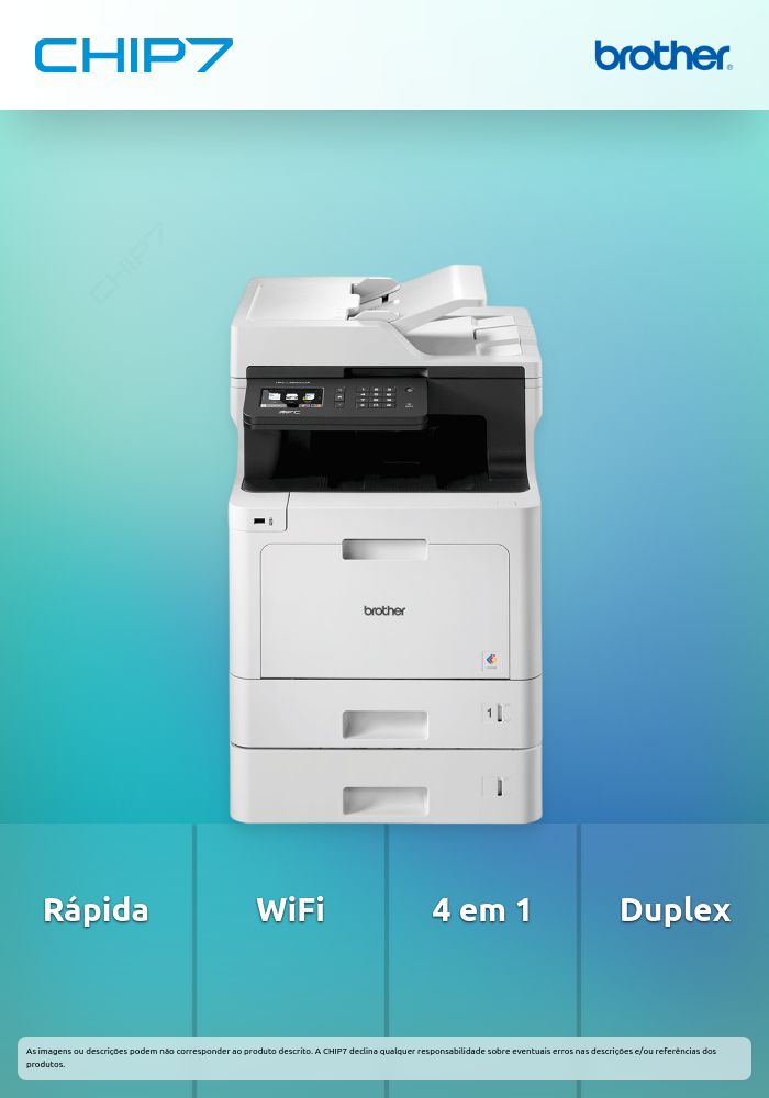 MFC-L8690CDWLT - Impressora multifunções laser cores profissional de alta velocidade, com WiFi e funções em frente e verso, Impressora, Copiadora, Scanner, Fax