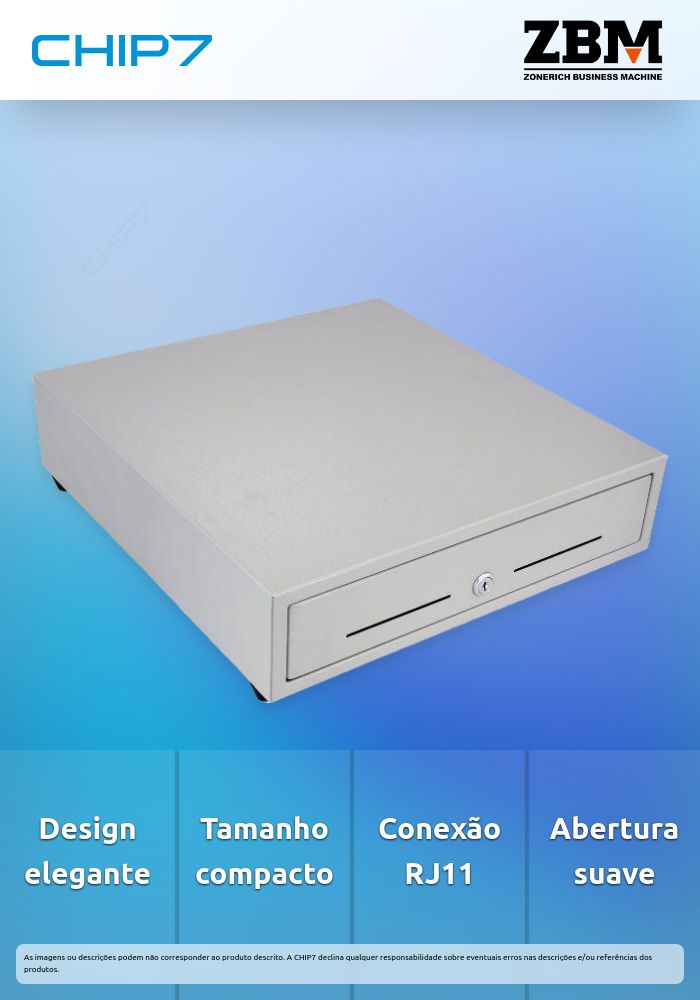 Gaveta de Dinheiro ZONERICH MK-410 Metálica Branca 4N/8M 410x420x100 - RJ11