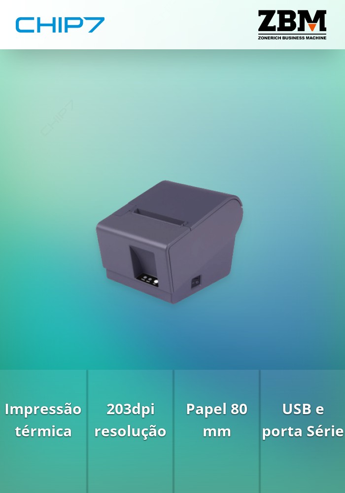 Impressora ZONERICH Térmica AB-88D 203dpi 80mm - USB / Série