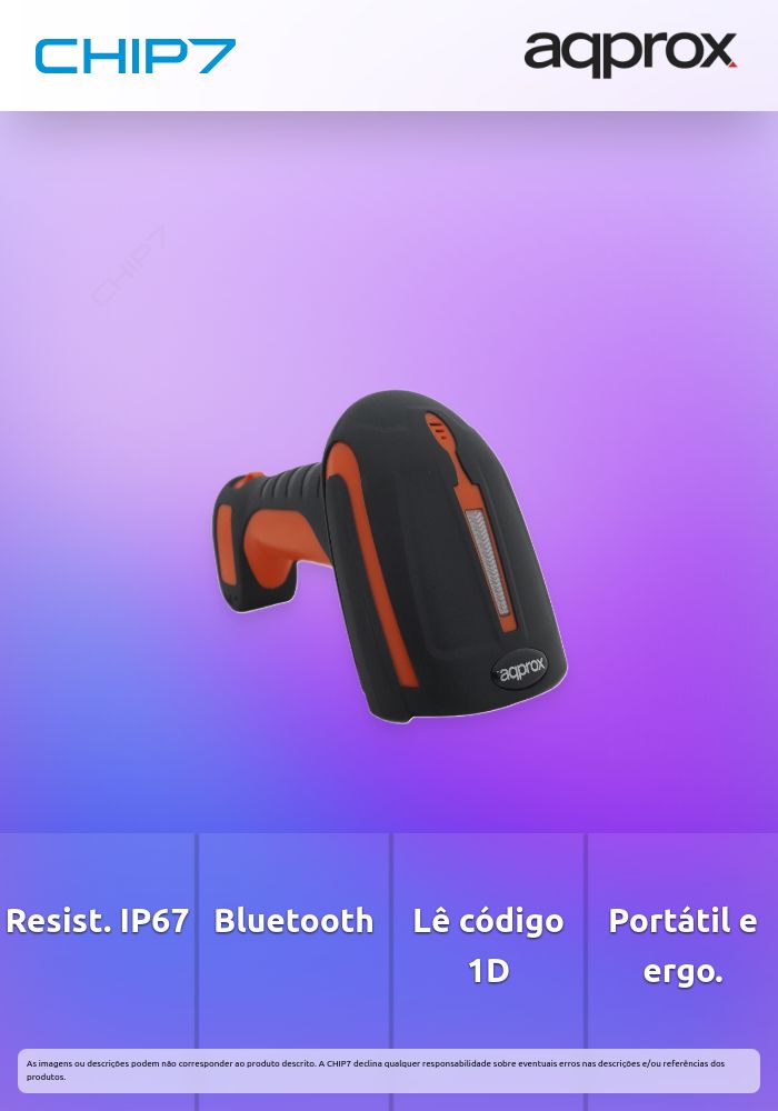 Leitor Códigos de barras APPROX Industrial Portátil 1D LS18I IP67 - Bluetooth/Wireless