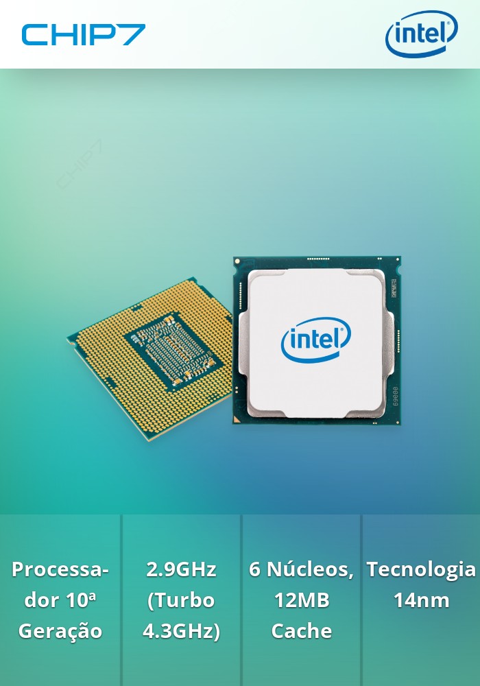 Processador Intel Core i5-10400F 6-Core 2.9GHz c/ Turbo 4.3GHz 12MB Skt1200  | CHIP7