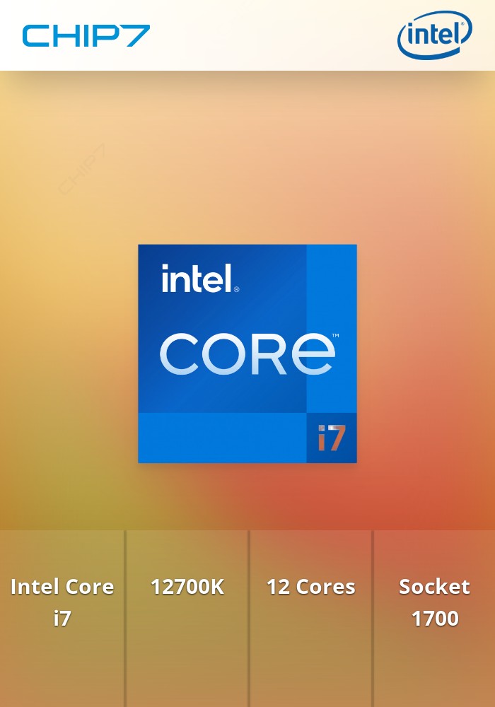 Intel Core i7 12700K - 3.6 GHz - 12-core - 20 fios - 25 MB Intel Core i7 12700K - 3.6 GHz - 12-core - 20 fios - 25 MB