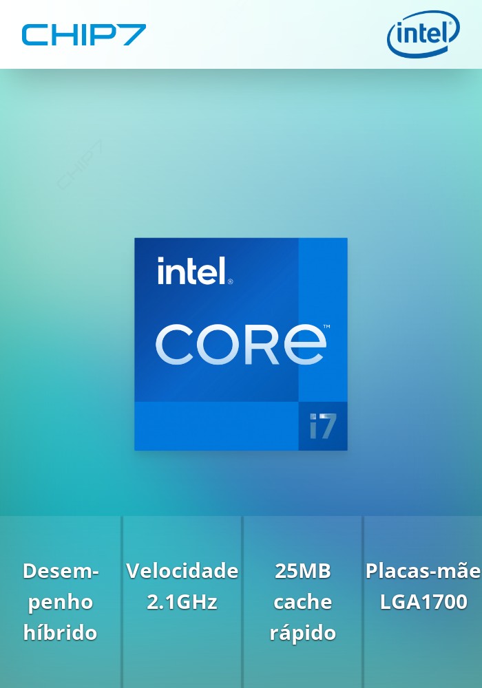 Processador INTEL Core i7 12700 -2.1GHz 25MB LGA1700