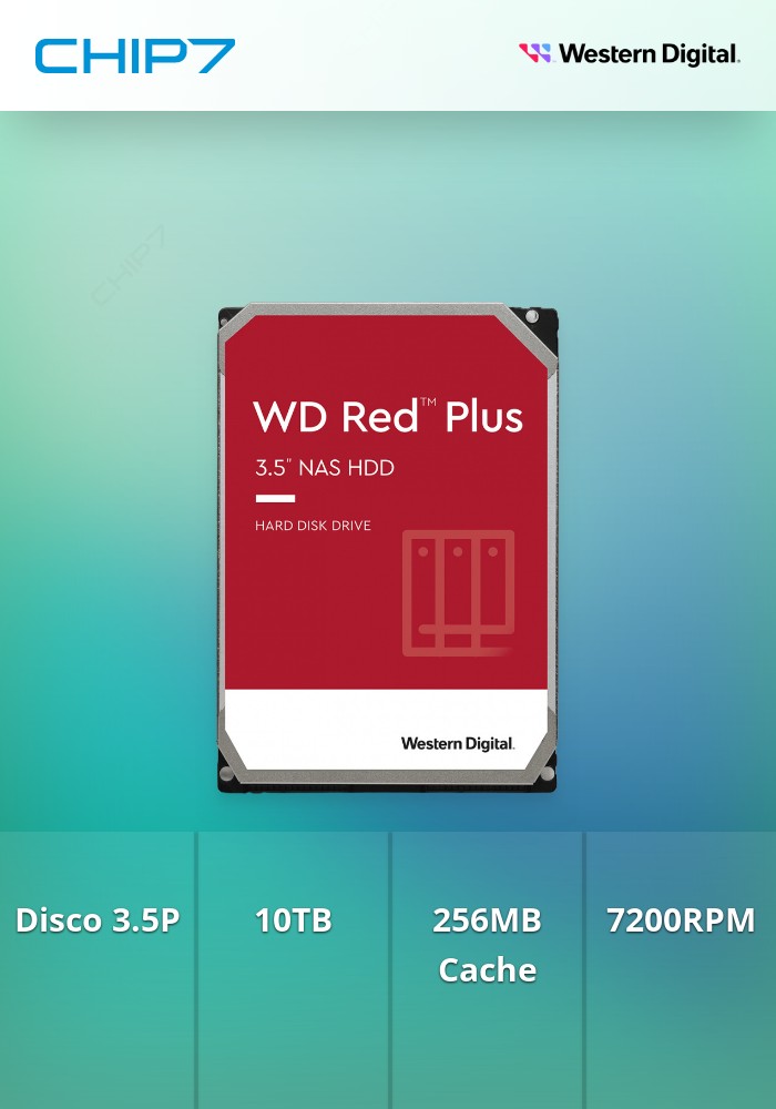 Disco 3.5 10TB WD Red Plus 256Mb SATA 6Gb/s 7200rpm | CHIP7