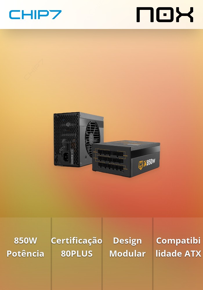 Fonte Alim. 850W ATX NOX Hummer X 850W Modular 80PLUS Gold