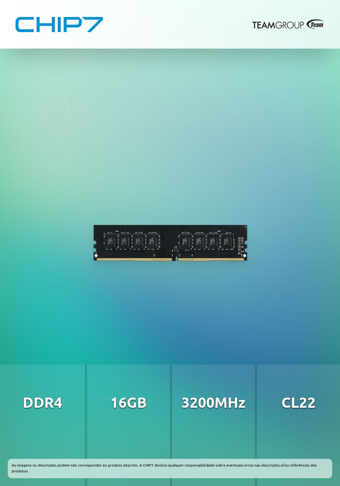 16GB RAM DDR4 DIMM Team Group Elite 3200 MHz CL22