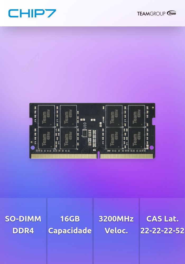 Dimm SO Team Group Elite 16GB RAM DDR4 3200MHz CL22 1.2V