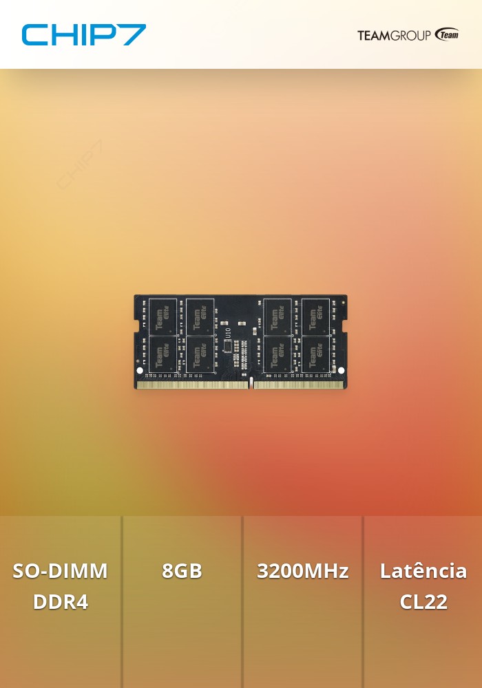 TEAM GROUP Elite 8GB DDR4 3200MHz SODIMM CL22 1.2V | CHIP7
