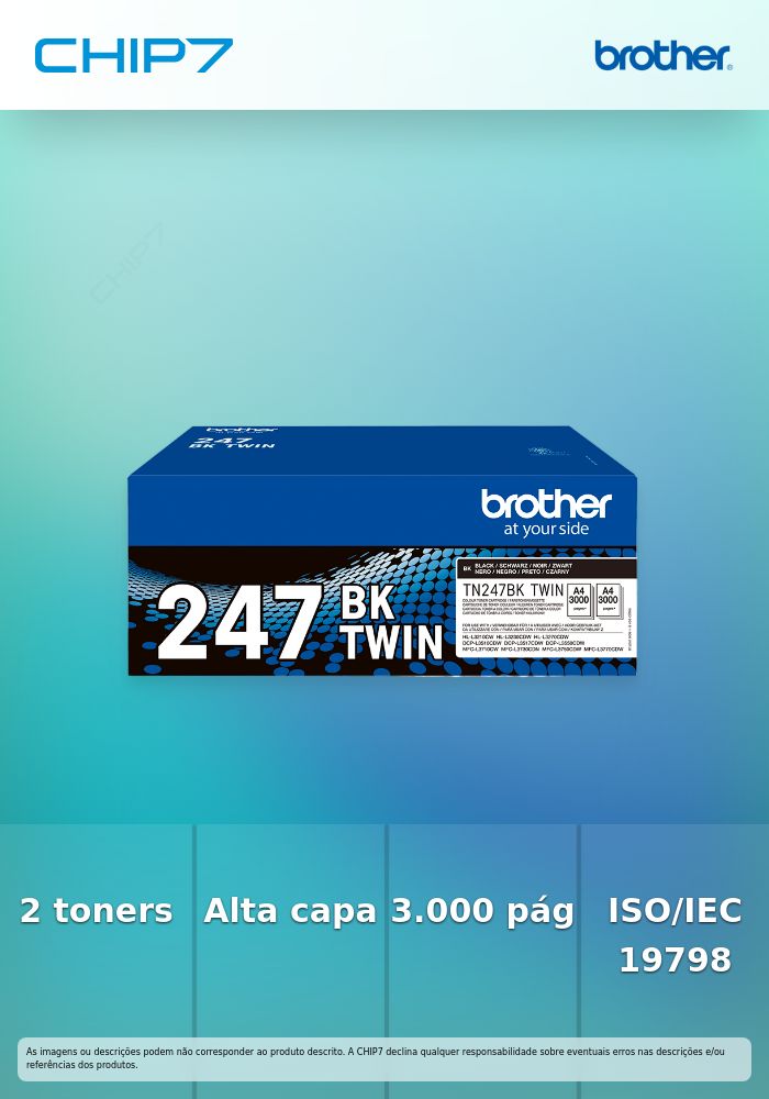Pack de 2 toners pretos de alta capacidade, Duração estimada: 3.000 páginas cada toner segundo ISO/IEC 19798