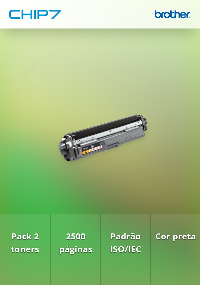 Pack de 2 toners pretos, Duração estimada: 2.500 páginas cada toner segundo ISO/IEC 19798