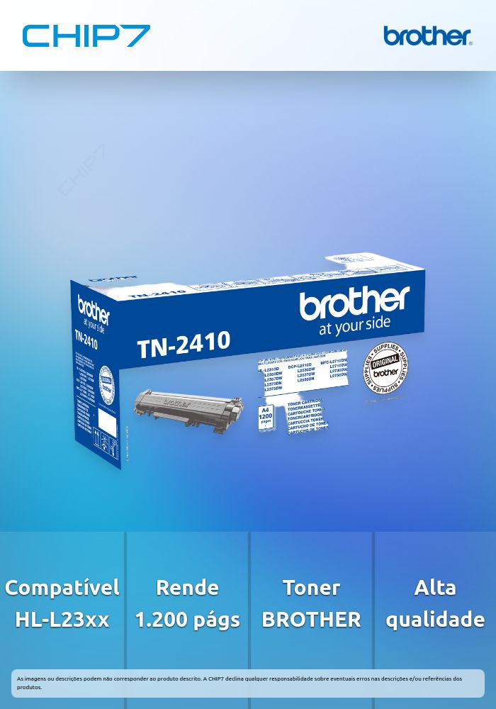 Toner BROTHER TN2410 Preto 1,2k - HL-L23xx, DCP-L25xx, MFC-L2710/2730DW/2750DW