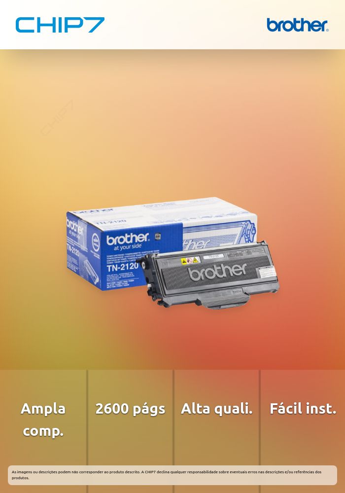 Toner BROTHER TN2120 Preto 2,6k - HL-21x0, DCP-7030/7040/7045N, MFC-7320/7440N/7840W