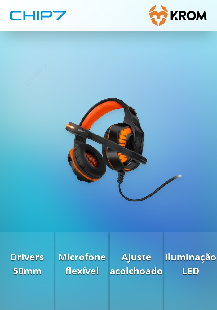 Headset Krom Konor Ultimate 7.1 Gaming PC/PS4/PS5 Preto